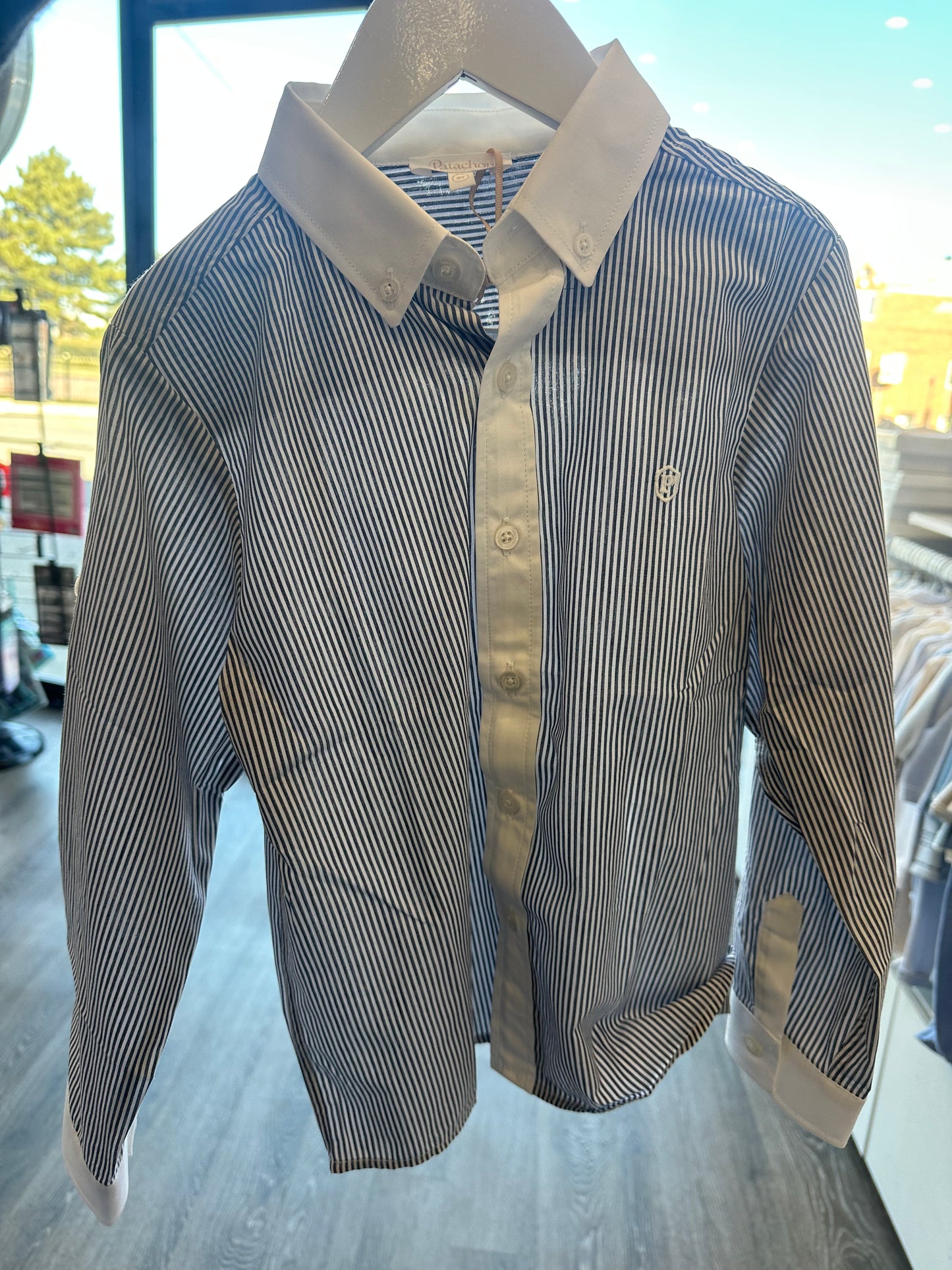 Patachou - Boys Button Up Checkered Shirt, Marine