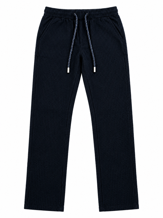Pier St Barth - Bahamas Cotton Boys Pants, Navy Seersucker