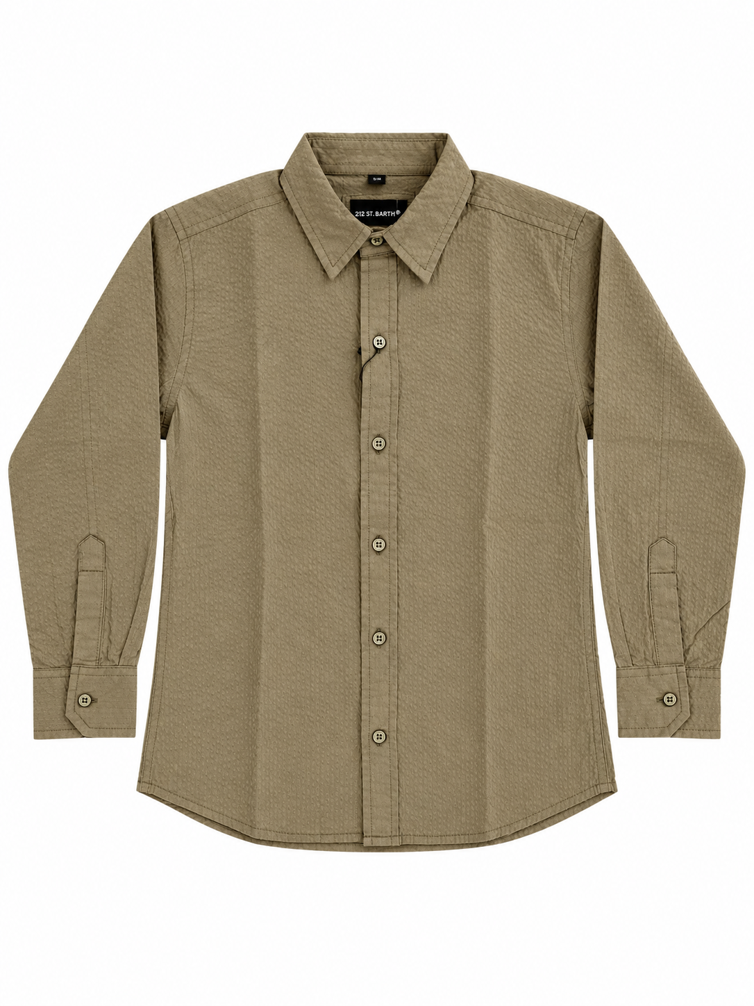 Pier St Barth - Palmer Boys Long Sleeve Shirt, Sand Seersucker