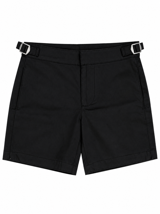 Pier St Barth - Hampton Boys Swim Shorts, Black Buckle Stretch