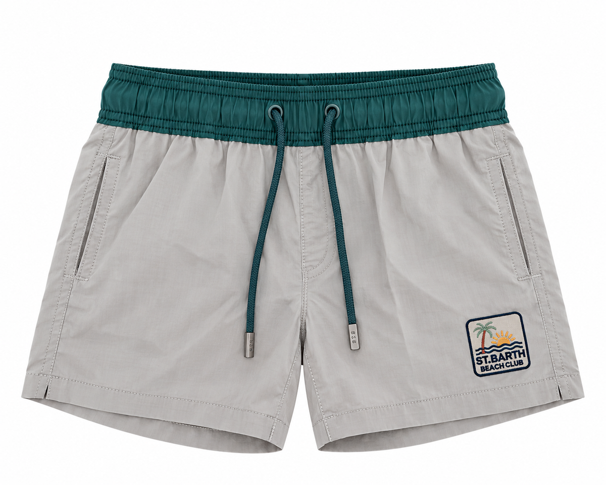 Pier St Barth - Pier Boys Swim Shorts, St Barth Beach Club Light Grey Ripstop