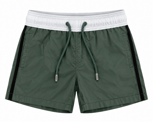 Pier St Barth - Pier Men’s Swim Shorts, Light Olive Stretch