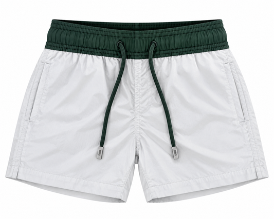 Pier St Barth - Pier Boys Swim Shorts, White Stretch