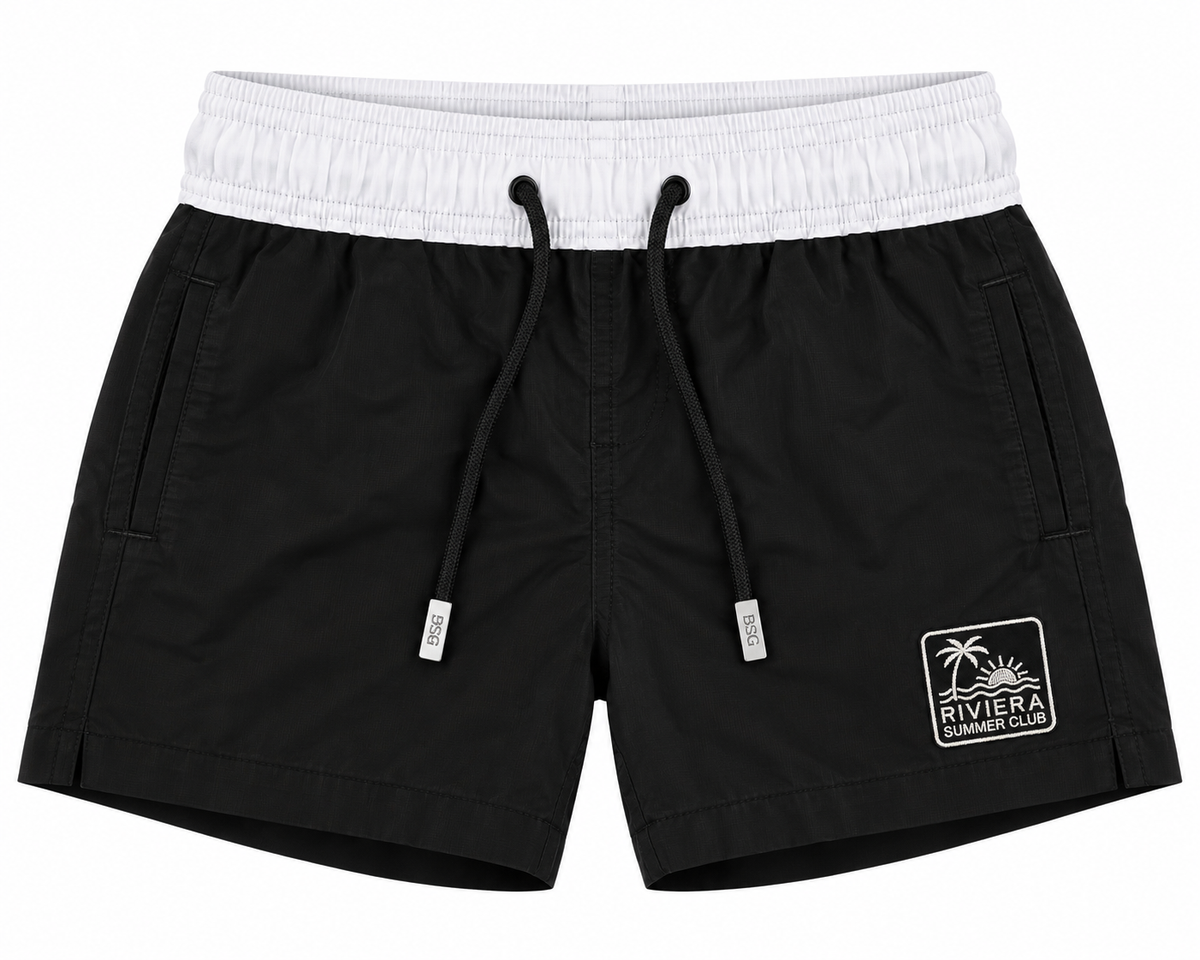 Pier St Barth - Pier Men’s Swim Shorts, Riviera Black Ripstop