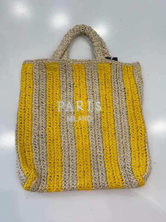 Malibu Sugar - Straw Striped Tote, Yellow