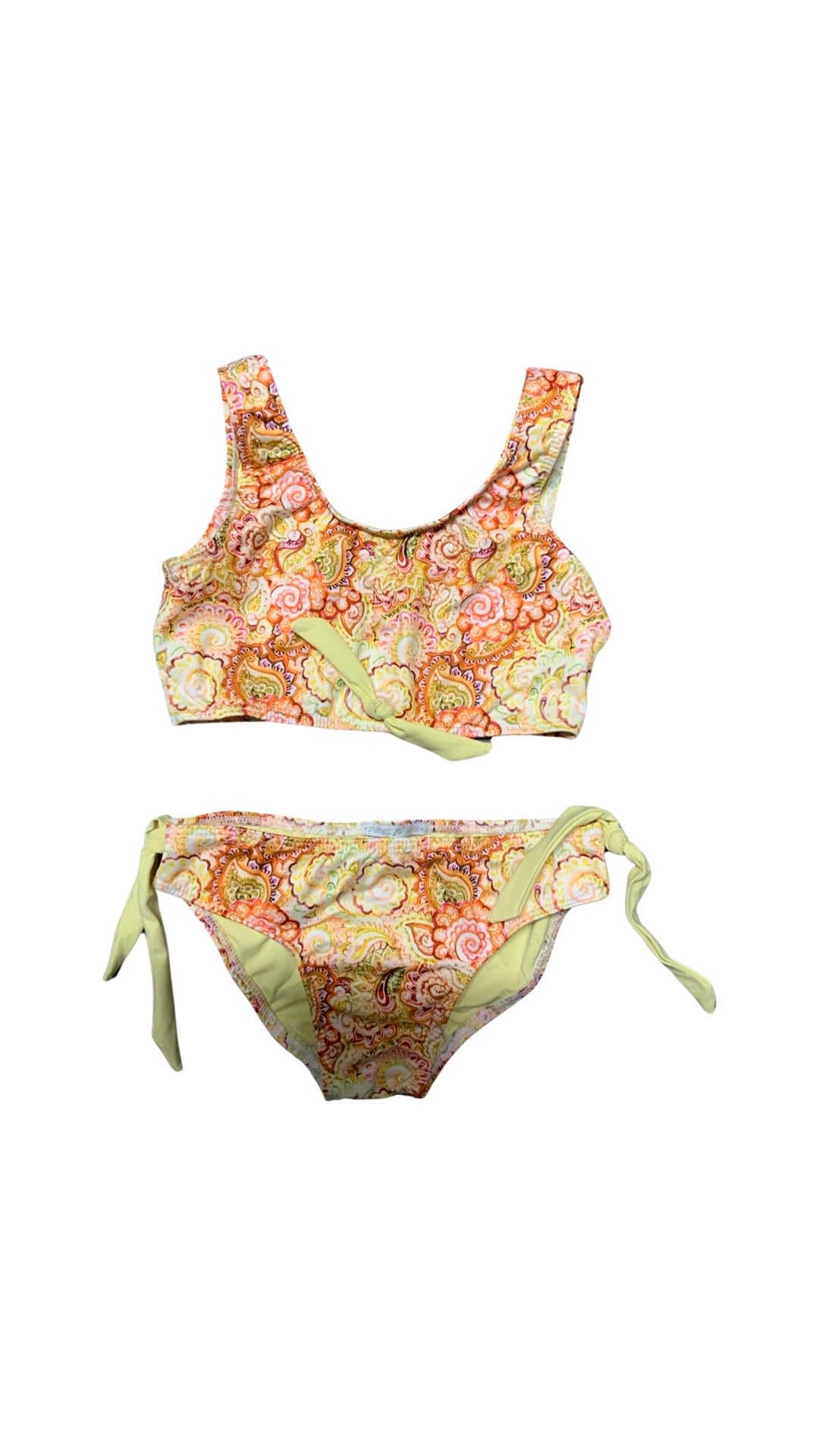 Planet sea front tie yellow paisley bikini