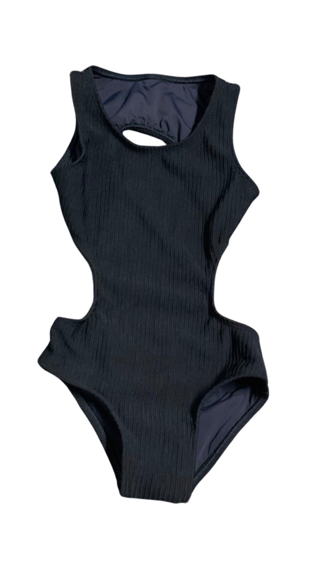 Planet sea navy ribbed one piece bathing suit