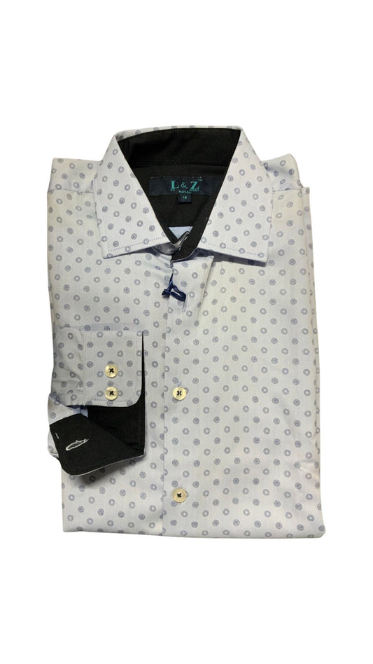 Leo and Zach dress shirt azul circles