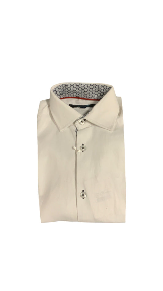 Leo and Zach dress shirt white with navy stitch