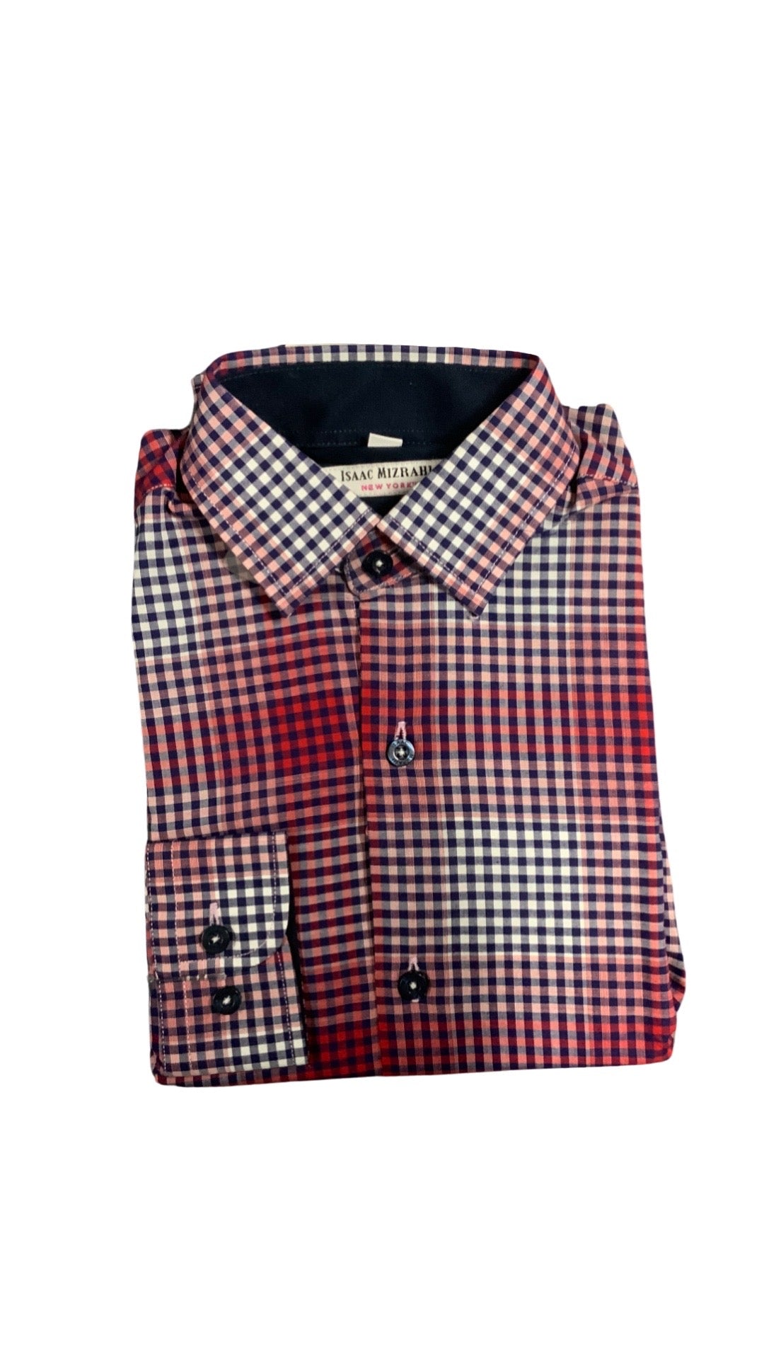 Isaac mizrachi dress shirt red/navy gingham