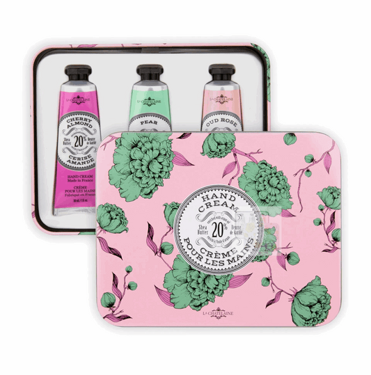 LaChatelaine Rose Hand Cream Trio TIN