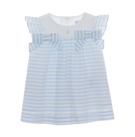 Patachou Blue Stripe Popeline Girls Dress