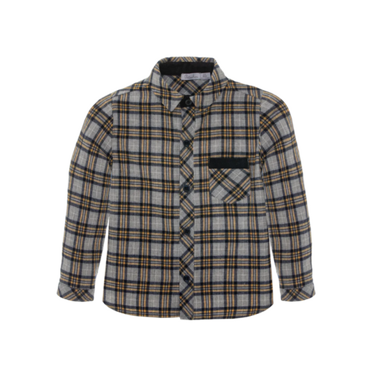 Patachou Boys Grey Plaid Mini Woven Shirt