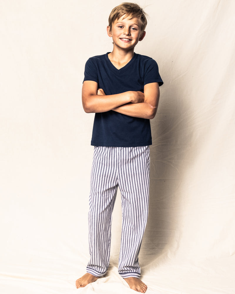 Petite Plume Navy Blue Ticking Pajama Pants