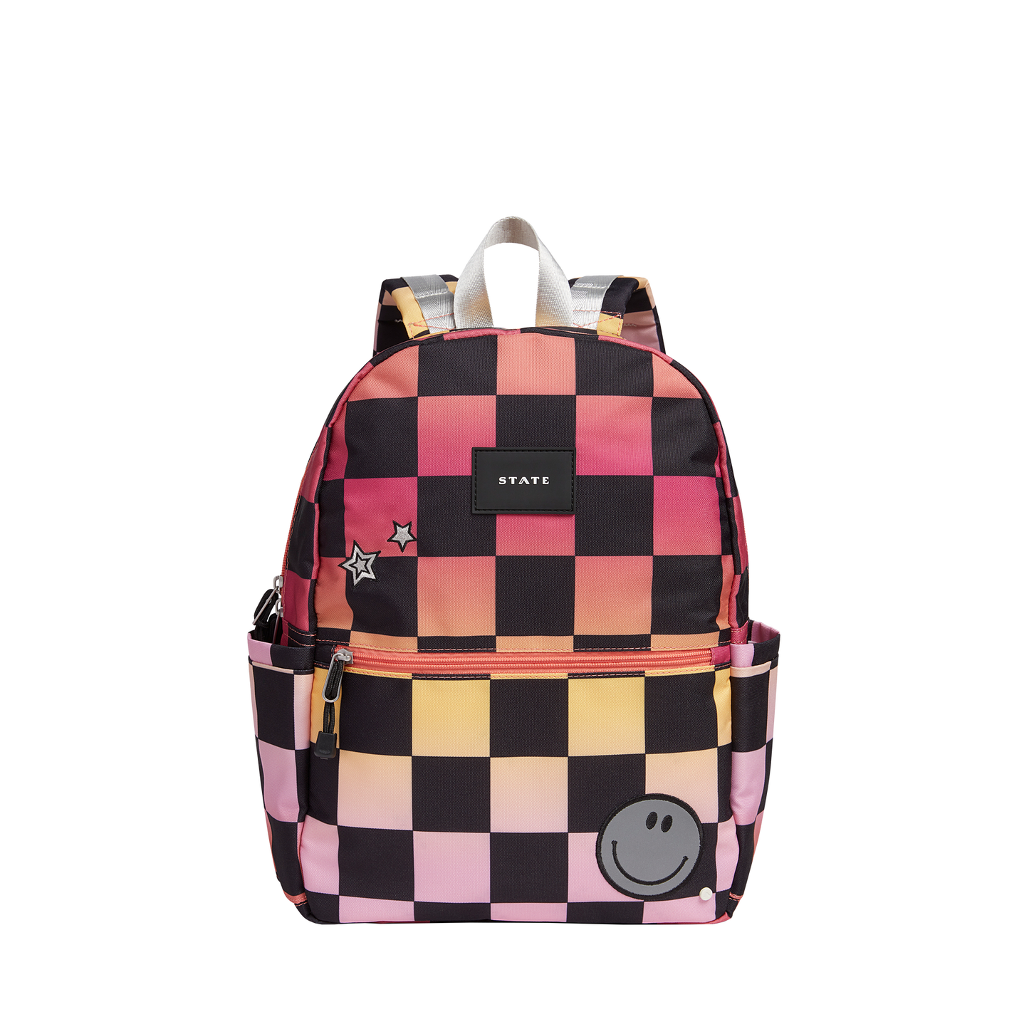 STATE Kane Kids Double Pocket Pink Checkerboard Backpack