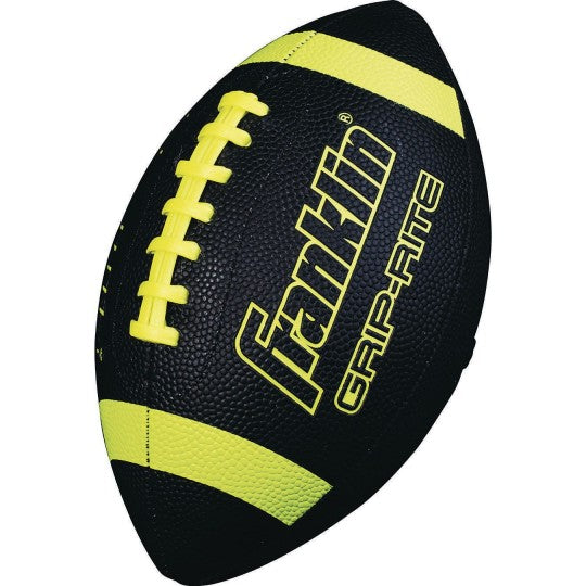 Black football with neon yellow stripes, Franklin logo printed