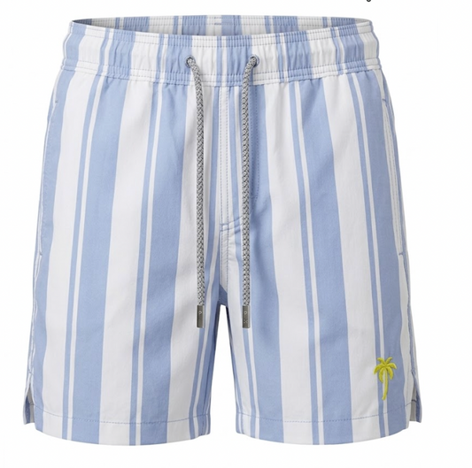 Pier St Barths - Men’s Sky Blue Stripe Swim Shorts