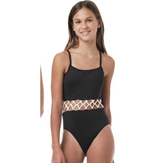 Submarine Black and Cream Cutout One Piece