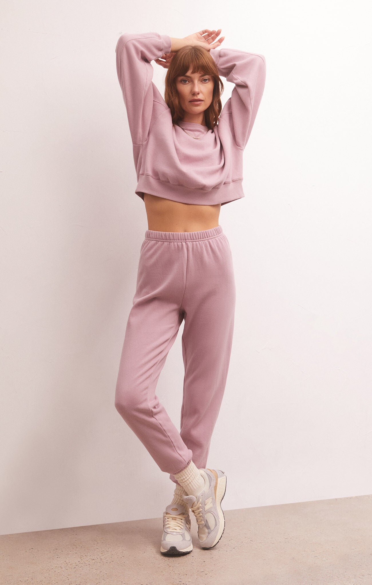 Model image of joggers in pink