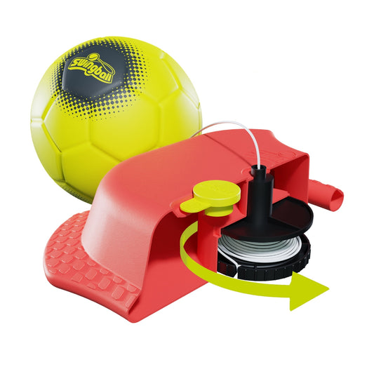 Image of the toy, soccer ball that is connected to a string so you can practice kicking and never lose the ball.