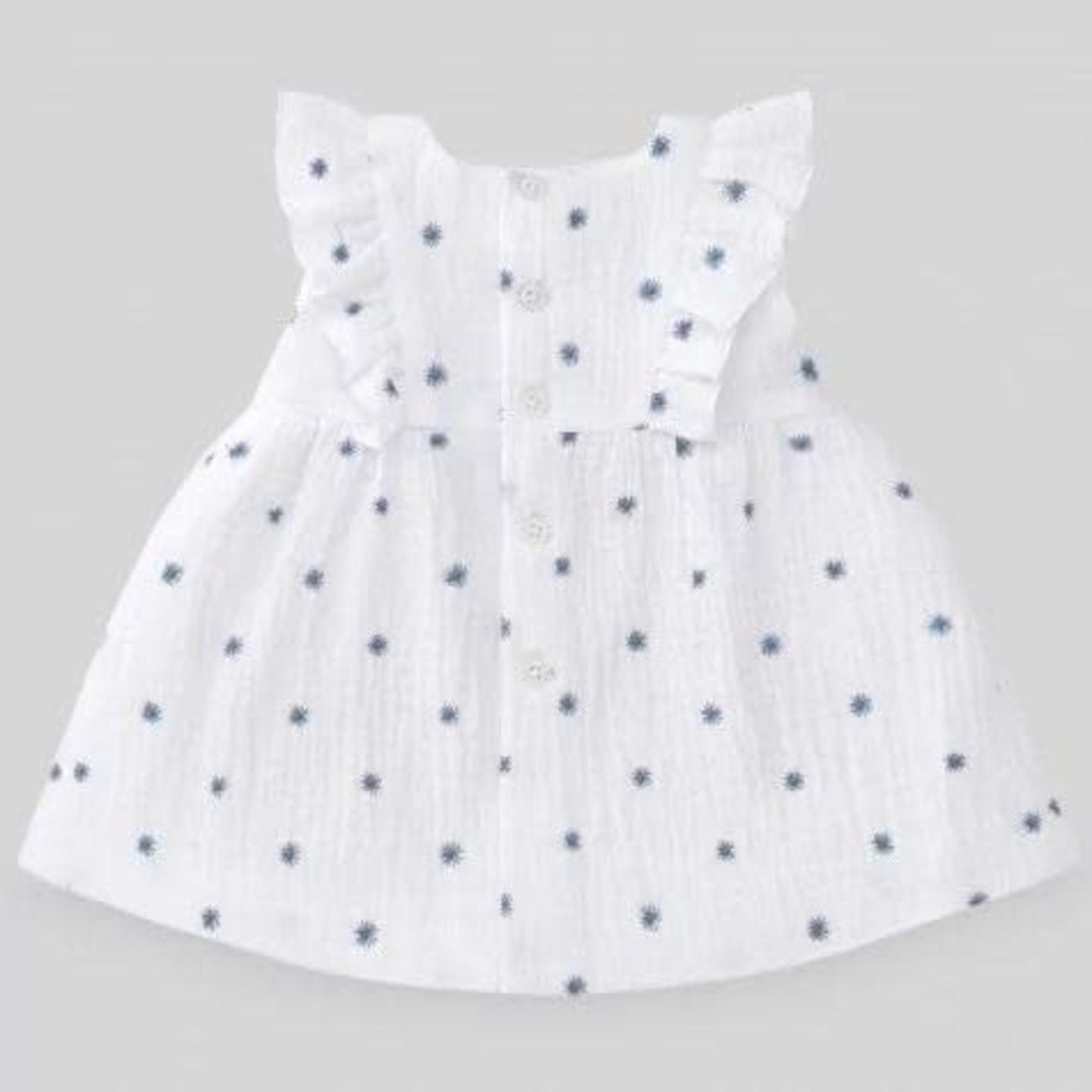 Paz Rodriguez Woven Newborn White/Blue Dress