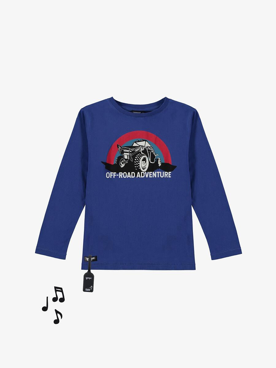 Yporque Boys Electric Blue Buggy Car Sound Tee