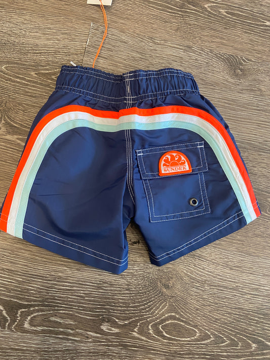 Sundek Boys Navy With Orange White Blue Trunk