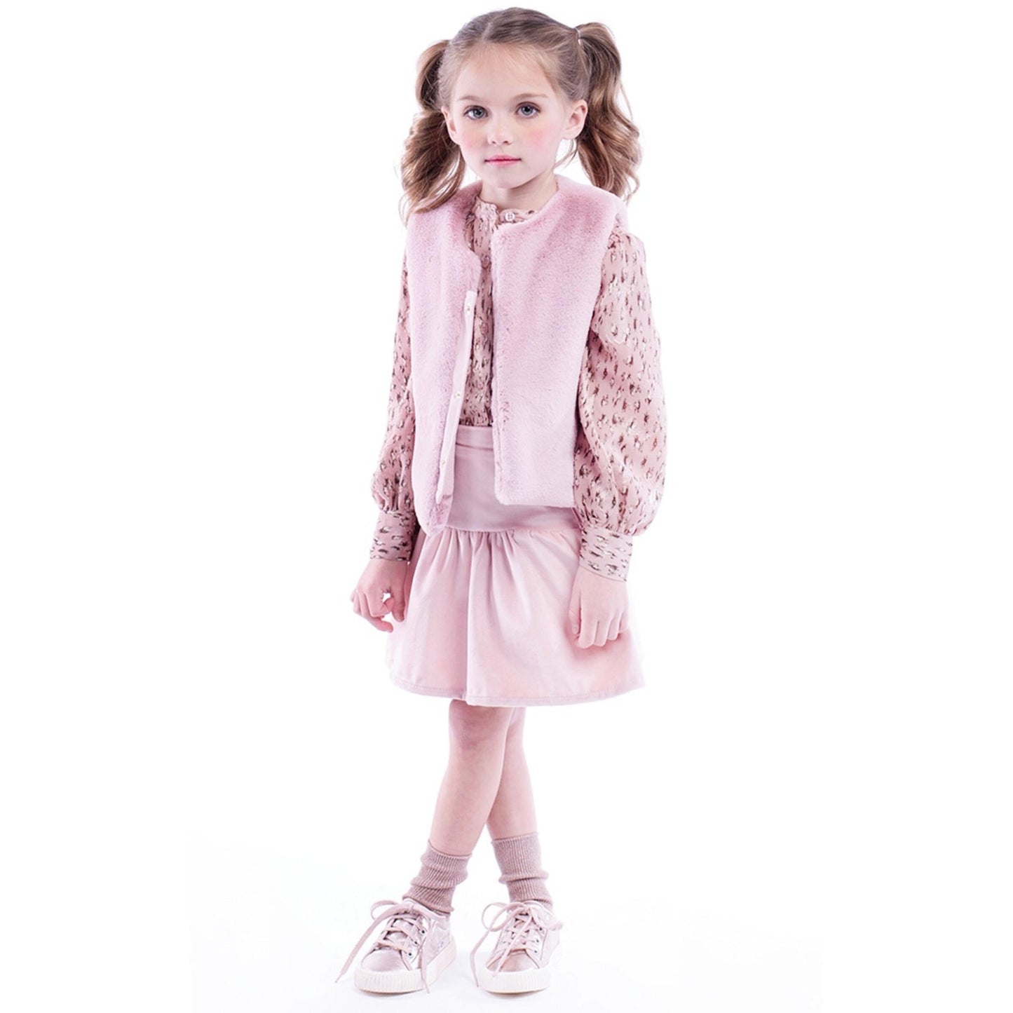 Imoga Isabella Powder Pink Ruffle Skirt and vest set