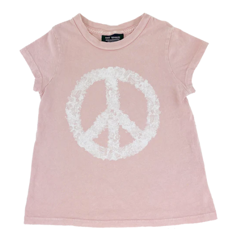 Tiny Whales Girls Peace Pink Tee