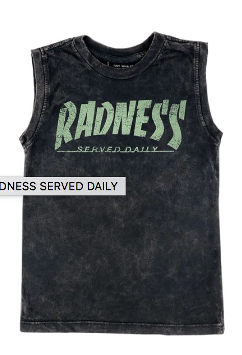 Tiny Whales Radness Served Daily Black Muscle Tee