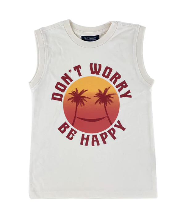Tiny Whales Girls Don't Worry Be Happy Muscle Tee