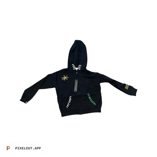 Central Park West Kids Black Zeke Embroidered Zip Hoodie