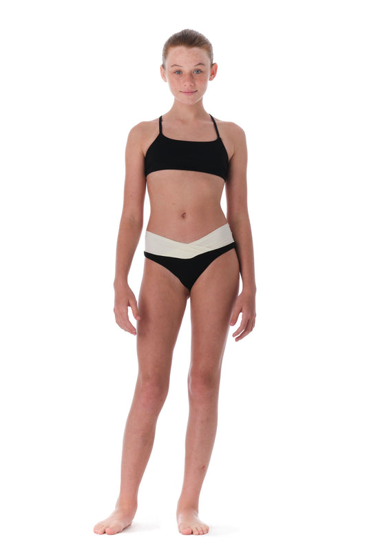 Submarine Black With White Band 2 Piece Bathing Suit