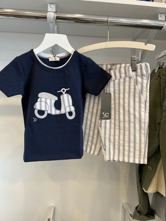 Jo Milano Striped Bike Short and T Shirt Set