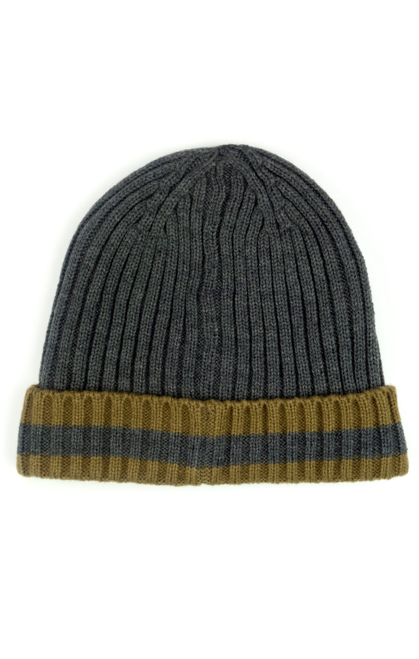 Appaman knit ribbed beanie in grey and yellow