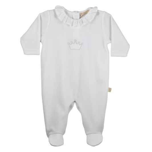 Baby GI White Ruffle Interlock Footie with Crown CRW50GM 3